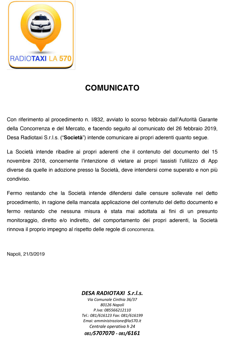 Comunicato 20190321